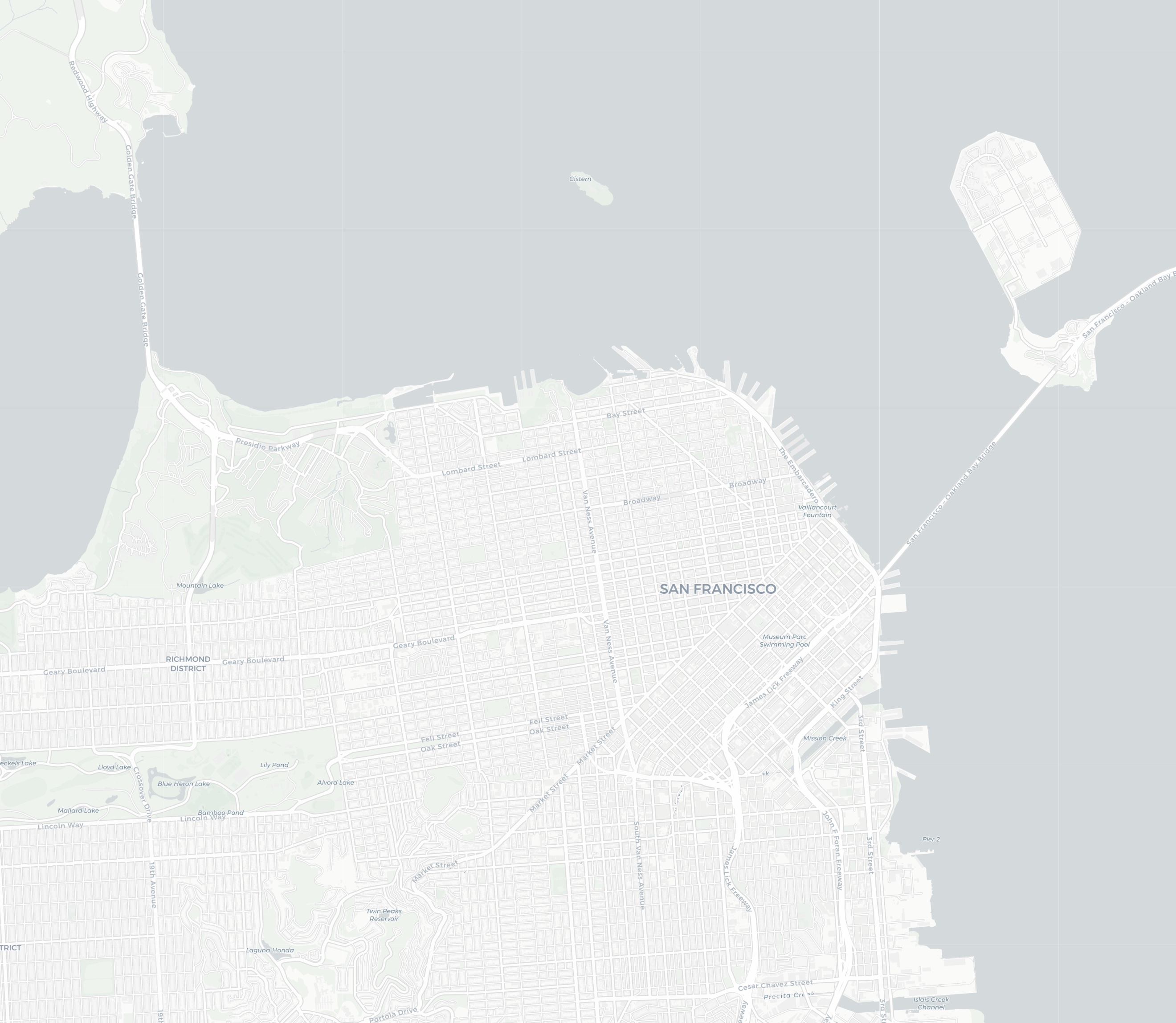 Map of northeast San Francisco